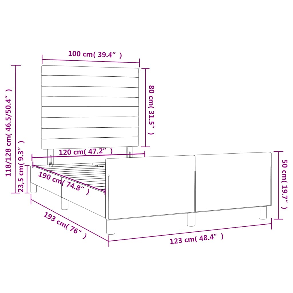 Bed Frame without Mattress Dark Blue 120 x 190 cm Velvet