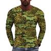 Men's Camouflage Printed Long Sleeve T-shirt European Size Casual round Neck Top Trendy Autumn Wear