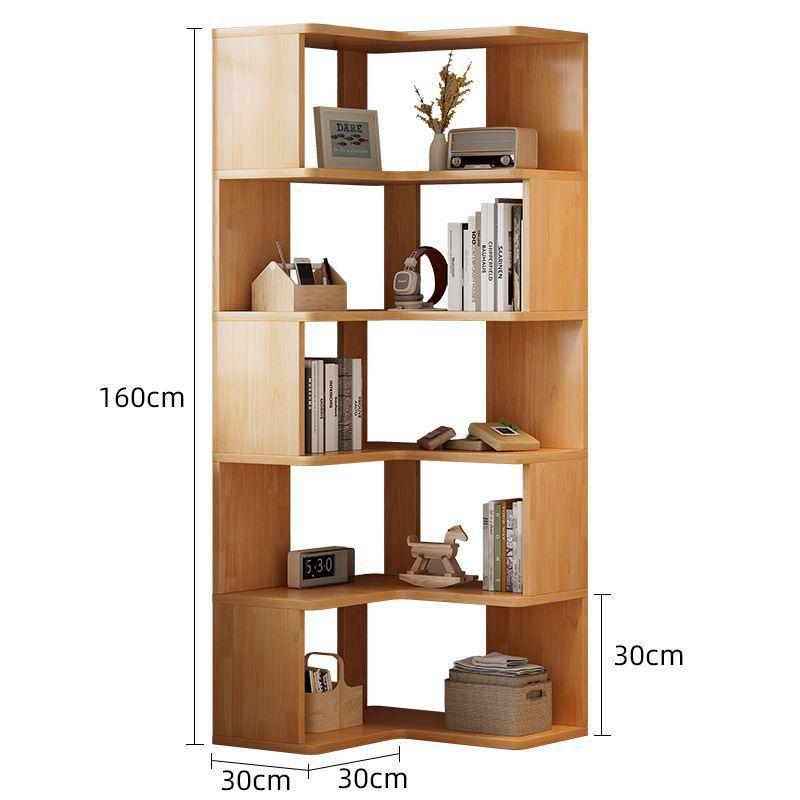 Corner Cabinet, Multi-layer Solid Wood Storage Rack for Living Room, Floor-standing or Wall-mounted Bookshelf for Corner Storage