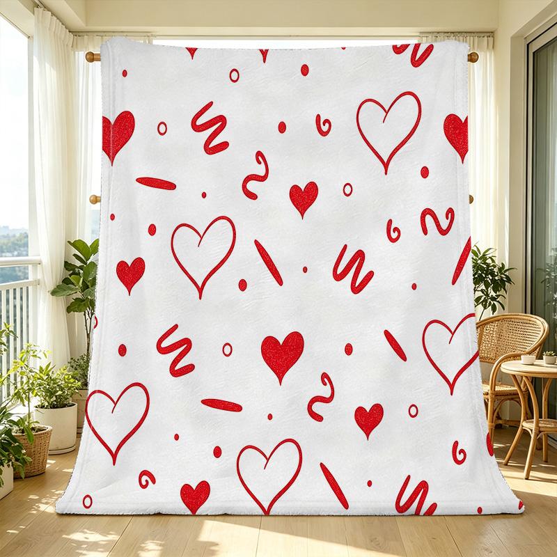 Heart Series Flannel Fleece Blanket Soft, Skin-Friendly Warm Throw for Living Room, Bedroom, Valentine's Day Gifts