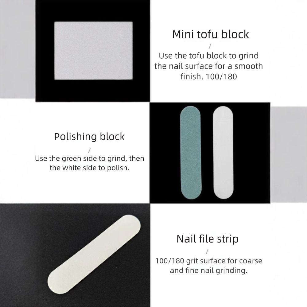 Portable Five Piece Set Nail Care Tools Polishing Strips Rubbing Strips Nail Kit Wooden Sticks Cow Horn Brushes Nail Tool Kit