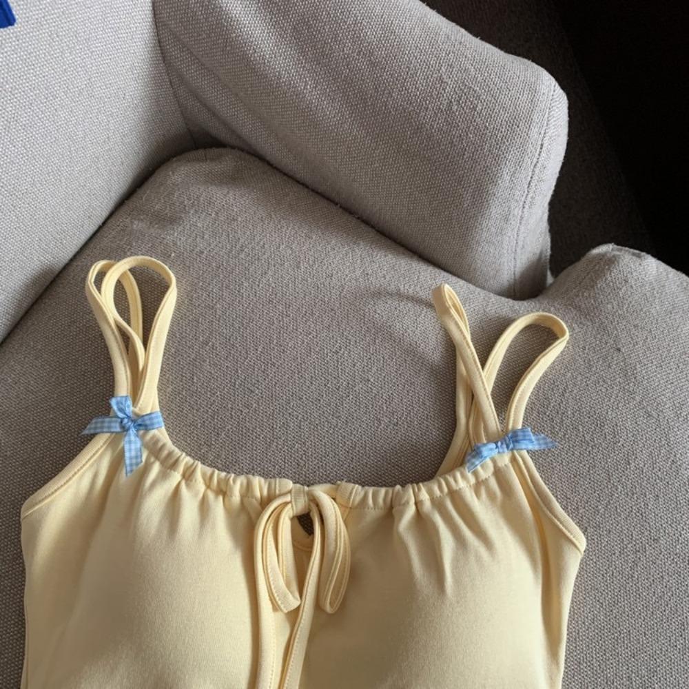 Tanktop mit Brustpolster Halter Crop Tops Damen Sommer Schleife Camis Rückenfreies Camisole Mode Tube Lady Ärmellose Cropped Weste