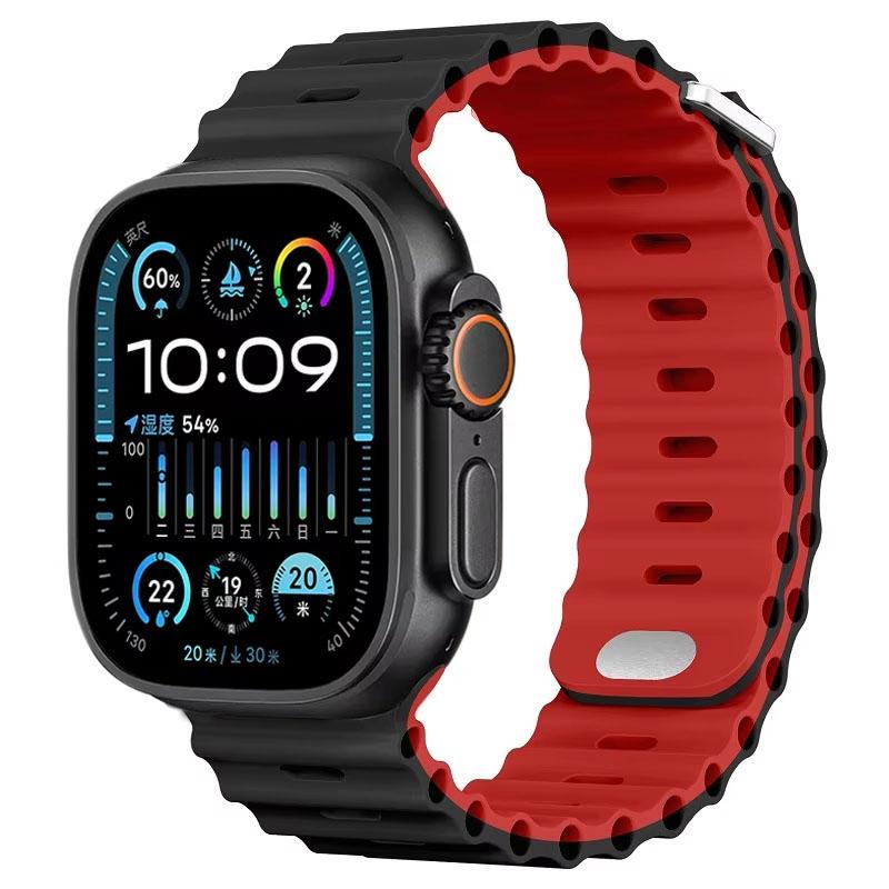 Silicone Ocean Strap For Apple Watch Band Ultra 3/2 49mm 46mm 45mm 42mm 44mm 41mm Sports Bracelet iWatch 11 10 9 8 7 6 5 SE band