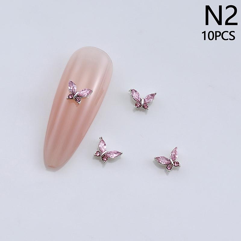 10Pcs 3D Mini Crystal Butterfly Nail Art Charms Jewelry Parts Accessories Luxury Alloy Nails Decoration Rhinestones Supplies