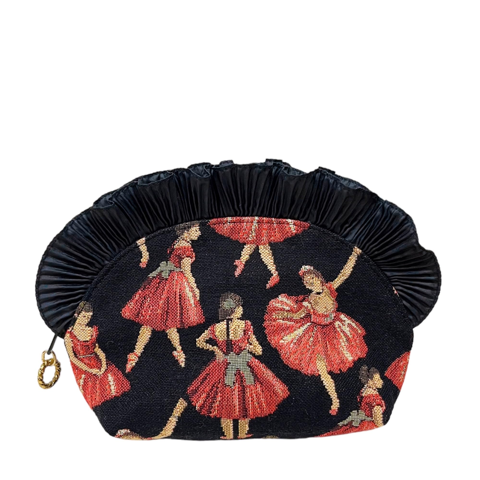 

Frilled Made in Japan Ballerina Pouch, Gobelin, - - (Black Ballerina/Red Dress) Belle Blanche