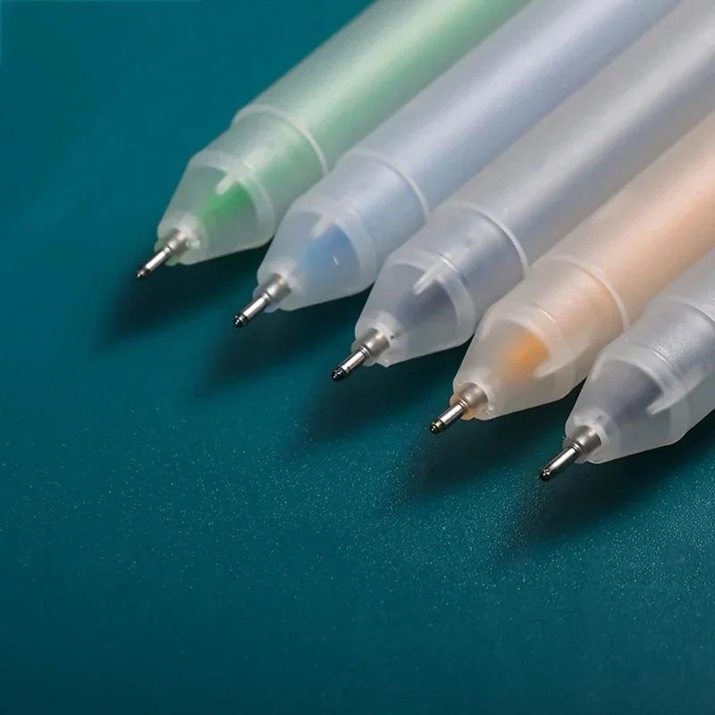 12 Colors/Set Simple Colored Ink Gel Pen Multicolor Ballpoint Pen 0.5mm Student Drawing Writing Neutral Stationery Supplies