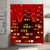 Red LED Cityscape Shower Curtain Pixel Art Design for Bathroom Decorations