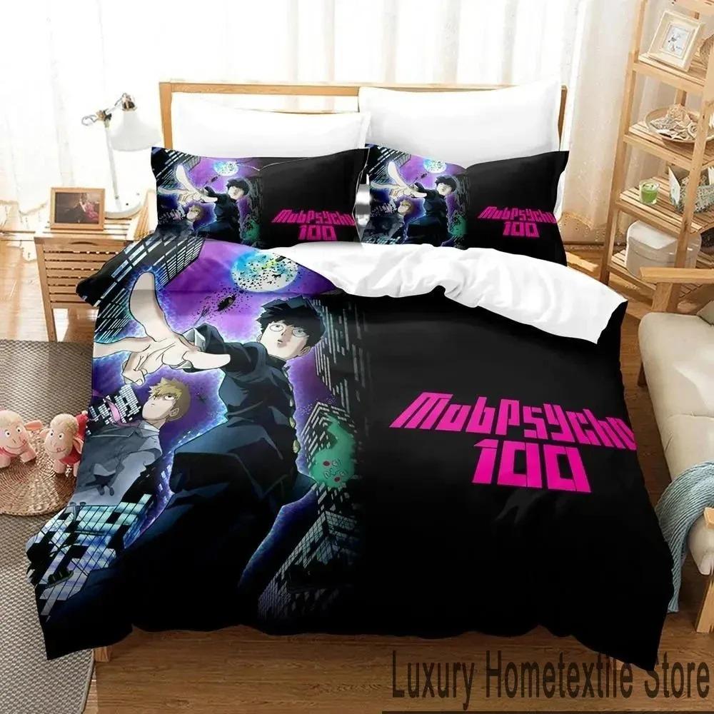 Anime Mob Psycho 100 Bedding Set Duvet Cover Pillowcase King Queen Size Boys Adult Bedroom Decor
