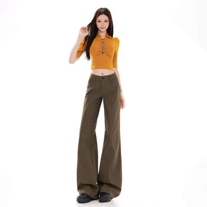 16ss | 1116 spring and summer denim slim trousers show white new American retro mopping slightly versatile drape