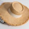 Hongshen Beadh Handmade Raffia Grass Summer Holiday Wide Brim Ribbon Lady Sun Cap Woman Leisure Hat