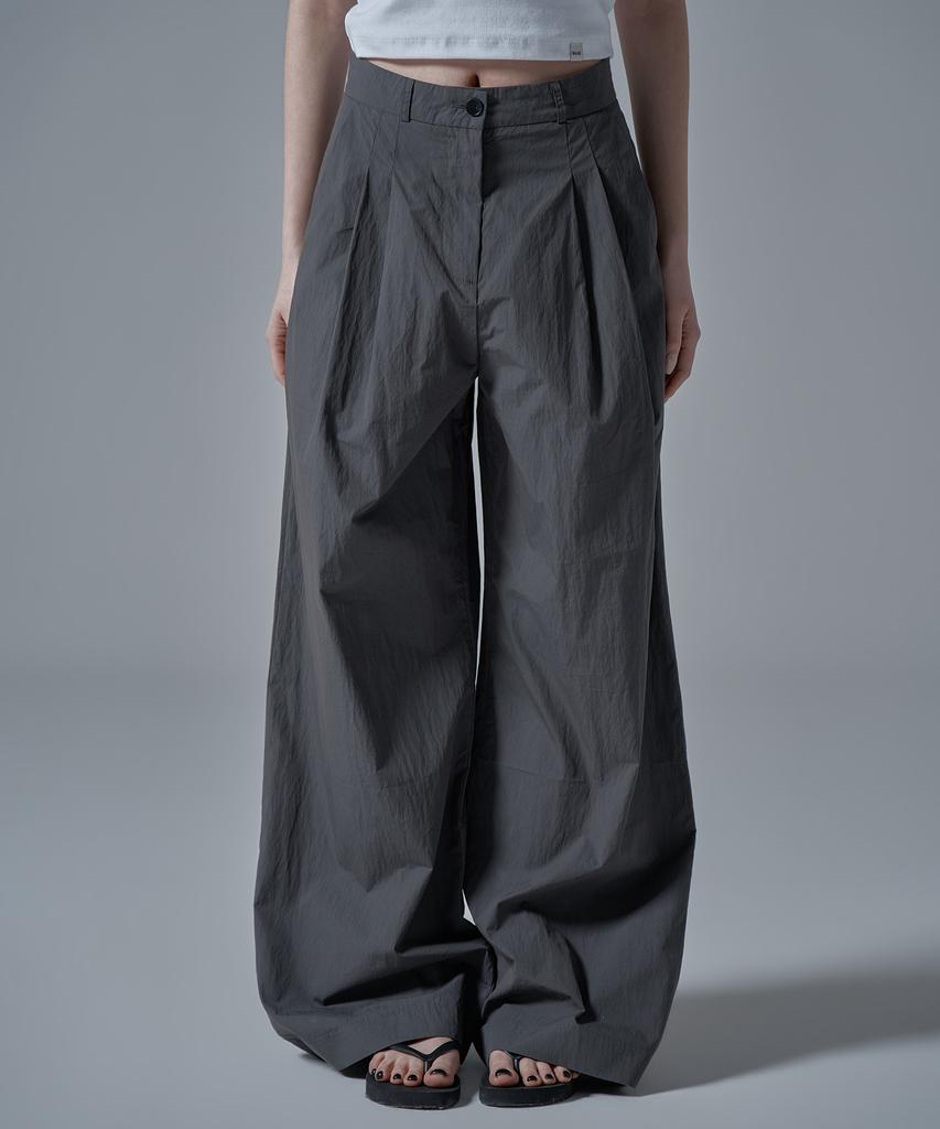 WAARFORWOMAN W1144 Nylon Wide Slacks_Charcoal