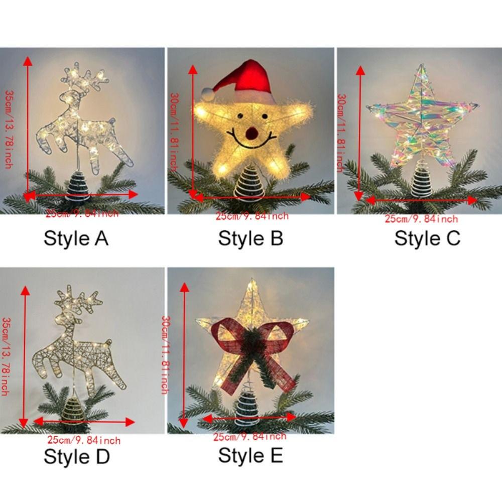 Glowing Xmas Treetop Star Decoration Reusable Christmas Tree Top Lights Xmas Tree Ornament Hotel