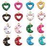5pcs 2pcs Color Enamel Heart Moon Charm Stainless Steel Crystal Beads Earrings Pendant DIY Jewelry Making Necklace Accessories