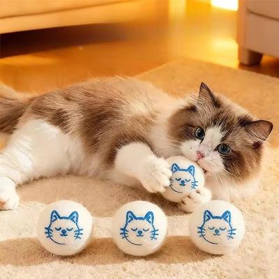 Wool Cat Balls Safe Silent Felt Cat Toys Interactive Balls for Kitten Play Soft Quiet Kitty Toys Ideal Gift for Cat