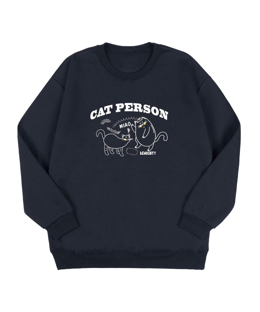 BEMIGHTY Cat Person Oversized Double-Sided Sweatshirt [Melan Grey]