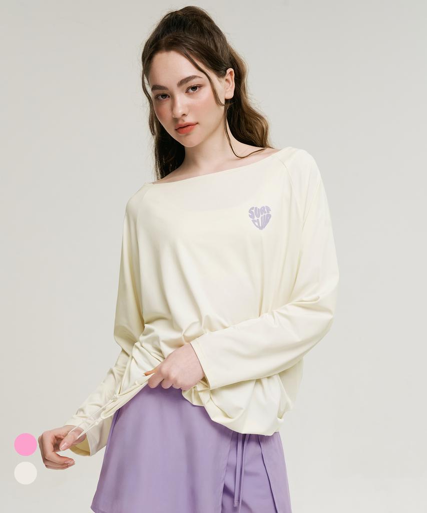 Leijibi Cotton Candy String Oversized Women'S Long Sleeve Rash Guard (2 Colors)