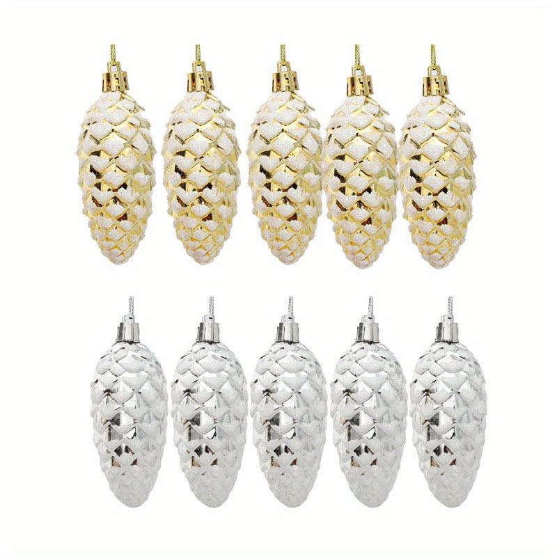 

10 шт. Рождественские украшения в виде сосновых шишек, раскрашенные пластиковые сосновые шишки, украшения для рождественской елки, подвесные сосновые шишки для DIY поделок, домашний рождественский подарок 5 Golden 5 silvery