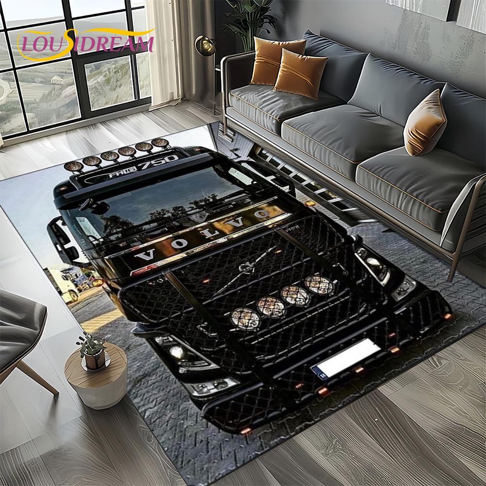 3D Print Volvo Truck Lorry Motorcycle Carpet Rug for Living Room Bedroom Home Sofa Decoration,kids Area Rug Non-slip Floor Mat