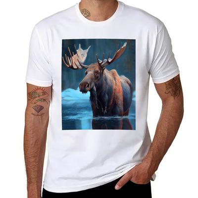 Arctic Moose - Oil Paint T-Shirt T Shirt Personalised Cotton T Shirt Pack Funny T Shirts Dark Humor T-Shirt