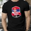 Serbia Football Crest T-Shirt,Soft Breathable & Fade-Resistant, Classic Fit for Daily Casual Wear