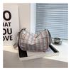 Trendy Grid Cloth Women's Bag 2024 New Korean Style Literary Large Capacity Shoulder Bag Ladies Armpit Bag Street Fashion