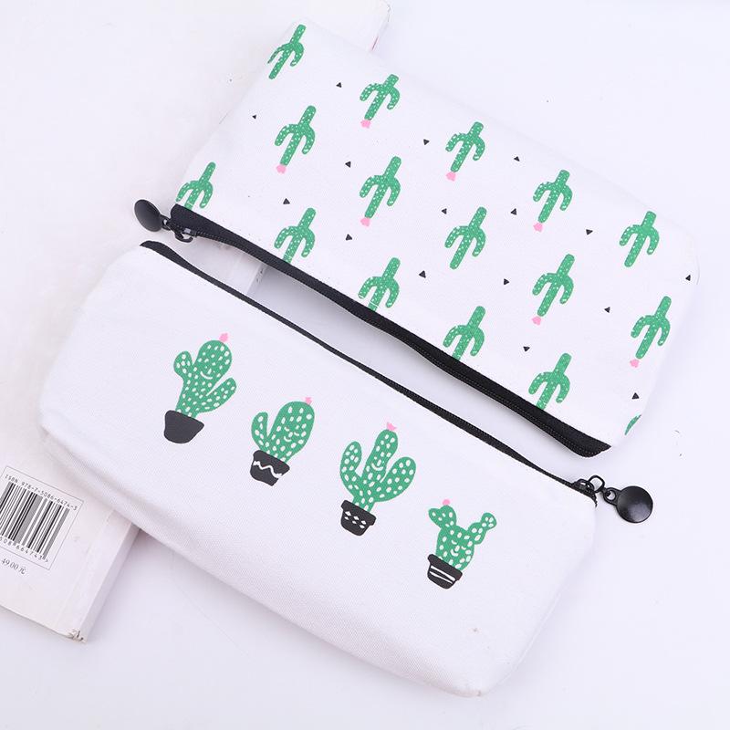 Creative Cactus Pencil Case for Boys – Large Capacity, Multi-functional Canvas Stationery Bag