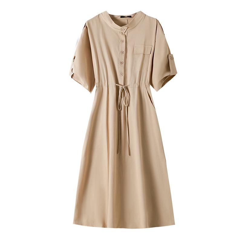 Damen Übergröße Neues Einfaches Taillen-Taillen-Hemdkleid