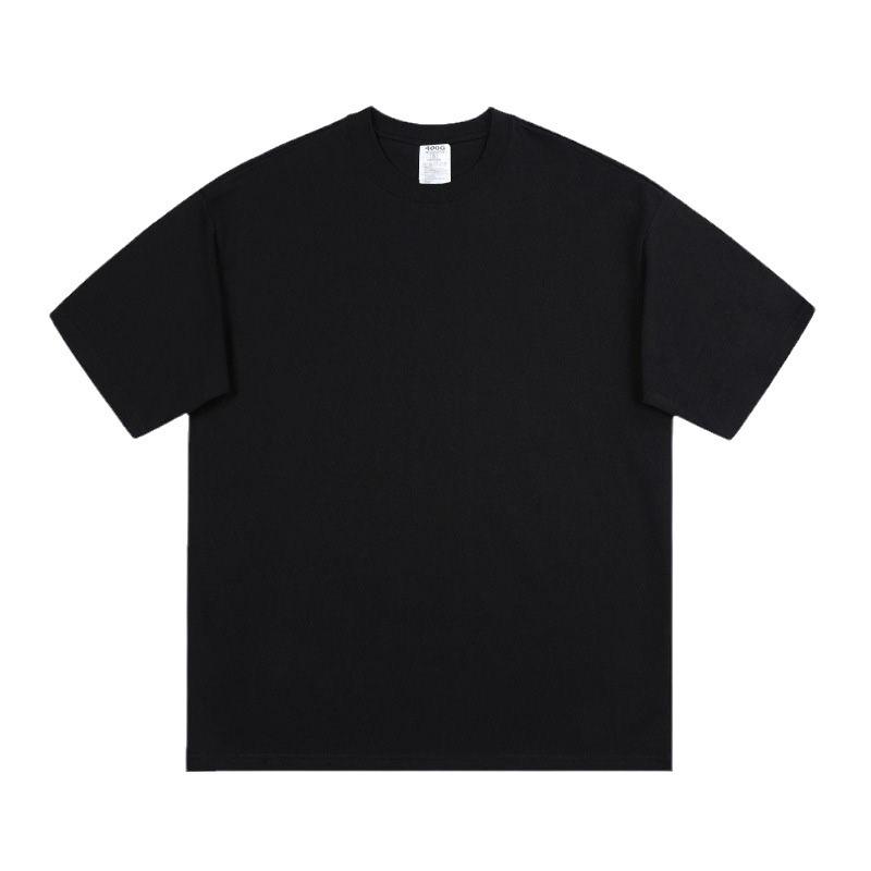Wine Red Heavyweight Pure Cotton Short Sleeve T-Shirt, Thick Loose Half Sleeve, Small Collar Men's Plain Base Layer