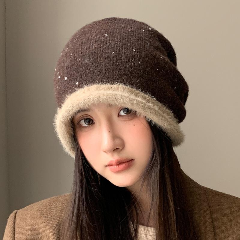 Autumn and Winter Stacking Hat Windproof and Warm Head Hat Fleece Thickened Hat Women's Cold Hat