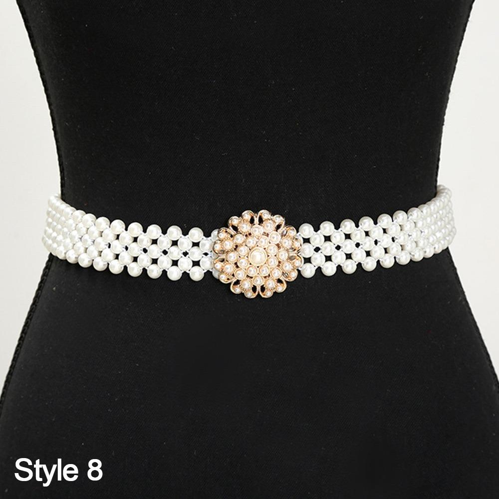 Ceinture simple à cordon de serrage avec élastique à la taille et perle pour femme