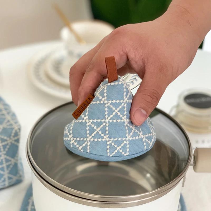 Pot Lid Anti-scalding Oven Gloves Mitts Kitchen Cotton Baking Insulation Hand Clip Microwave Heat Resistant Gloves