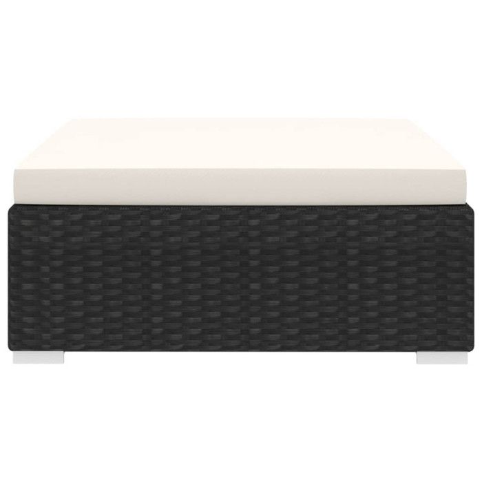 VidaXL Repose-pied sectionnel 1 pc avec coussin Résine tressée Noir