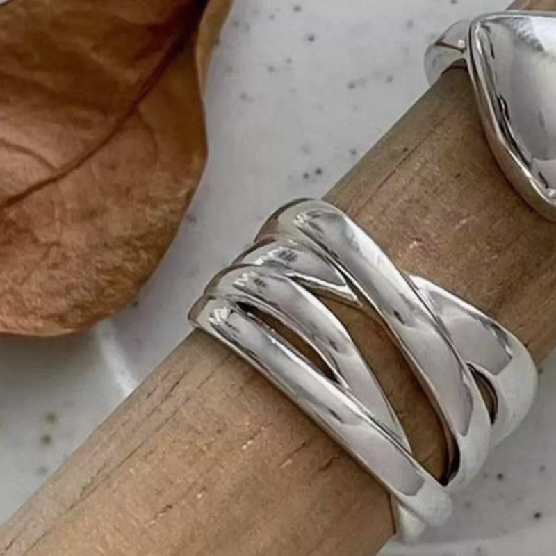 Copper Color Rings Creative Multilayer Winding Line Ring For Women Couple Minimalist Geometric Handmade Ring Party Jewelry Gift