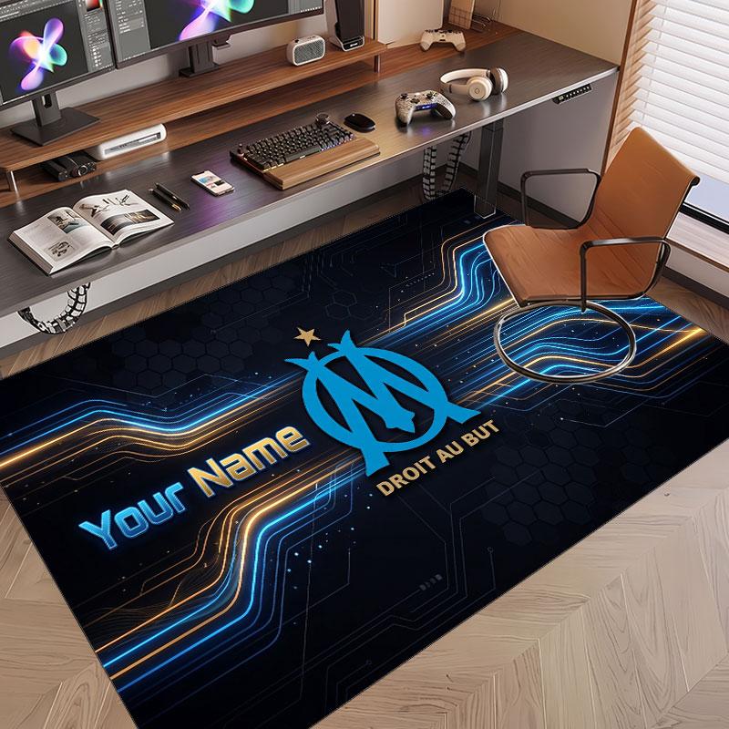 Custom Rug Olympique Marseille FC Pattern Print Name Text Soft Non‑Slip Floor Carpet for Home Indoor Decoration