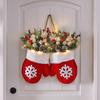 Twinkling Christmas Mitten Wreath With 120 LED Lights & 10H Auto Timer,Christmas Wreath Front Door Artificial Garland