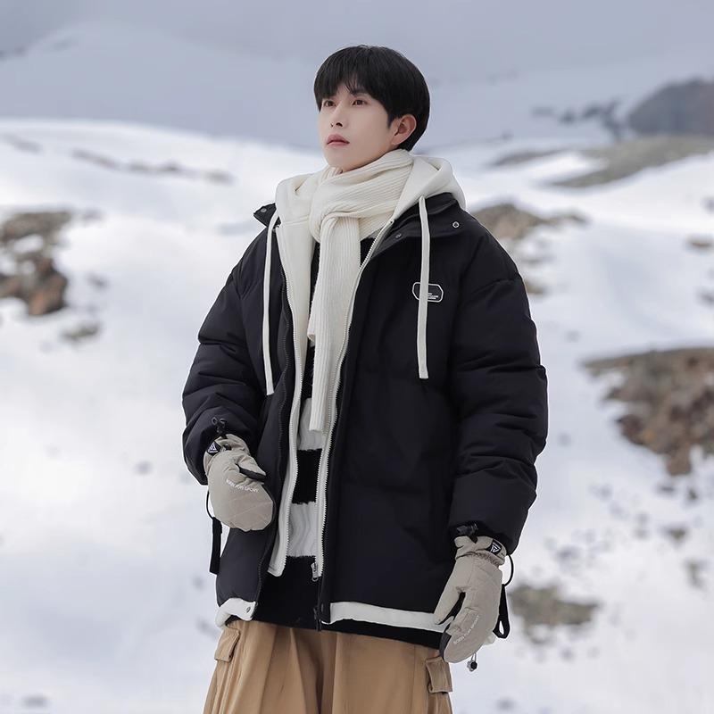 Fake Two-piece Cotton Coat Men's Jacket for Winter New Casual Loose Thickening