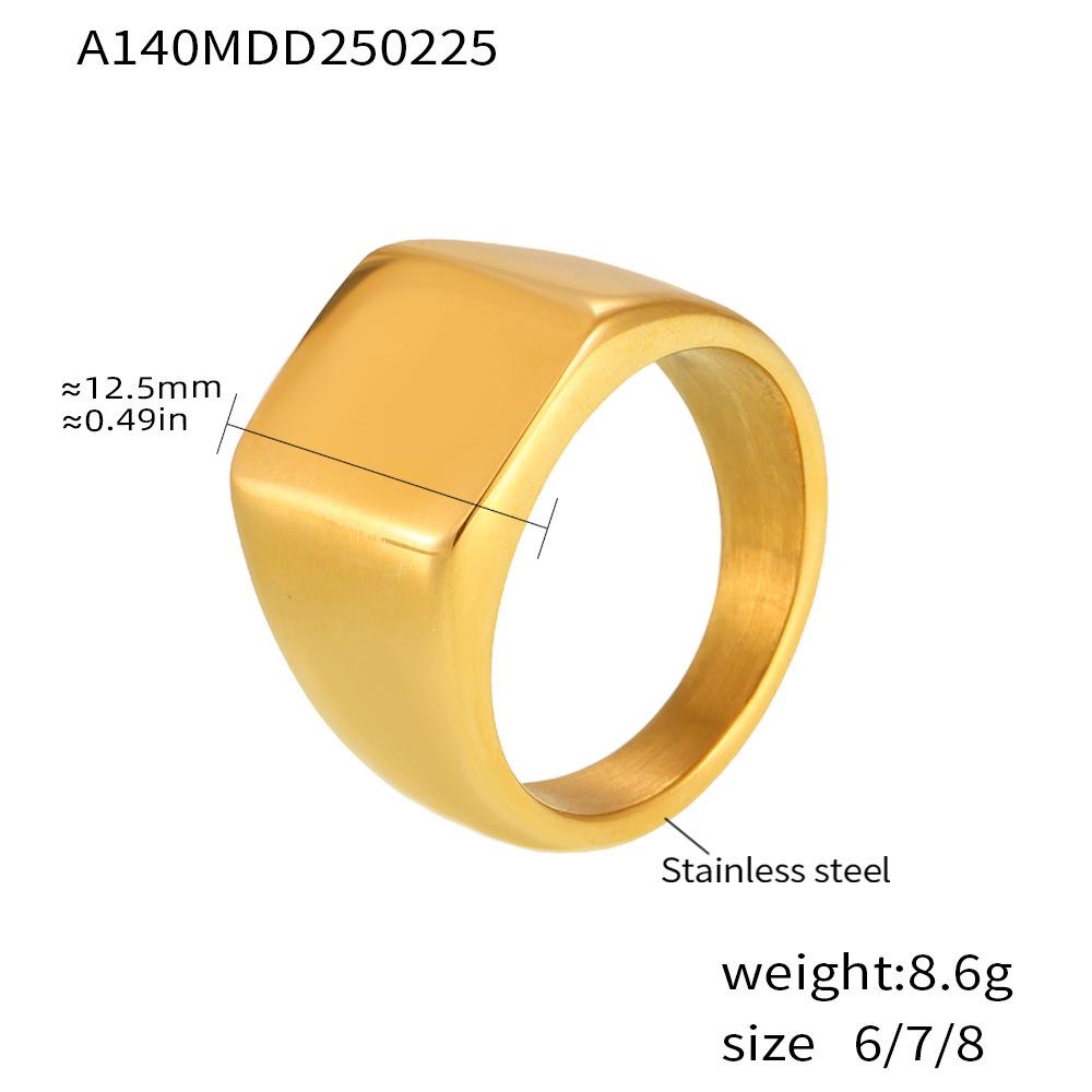 European Minimalist Ferris Wheel Titanium Steel Ring with PVD Electroplated 18K Gold Finish – Unisex, In Stock