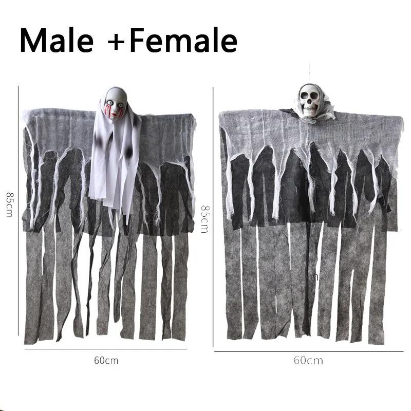 Glowing Skeleton Ghost Hanging Pendant Spooky Halloween Decoration for Porch, Haunted House and Terror Party Scary Props