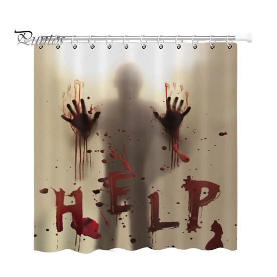 

1/4 шт. Комплект занавесок для ванной комнаты с кровавым отпечатком руки, ужасным принтом призрака и тени, нескользящий коврик для пола, декор для ванной комнаты в стиле «дом с привидениями на Хэллоуин» 1pc