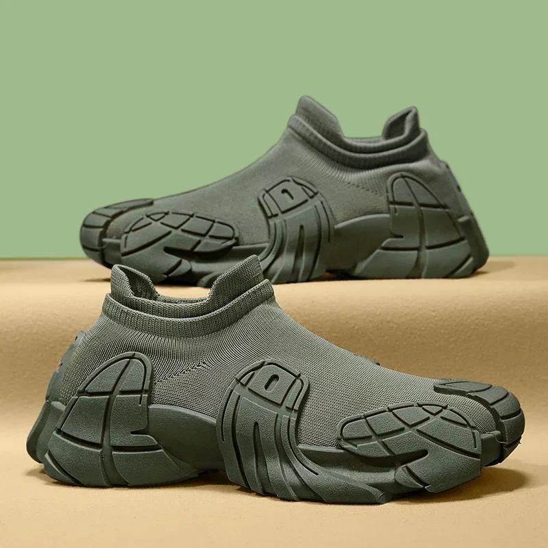 Men's Summer New Breathable Mesh Sports Shoes, Fashionable Thick Soled Lightweight Mesh Shoes, One Foot Soft Soled Casual Shoes