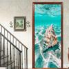 1pcs Porch Beach Scenery Shell Vinyl Door Sticker For Bedroom Home Decor Self Adhesive Removable Wall Decal Door Renovation Waterproof Poster