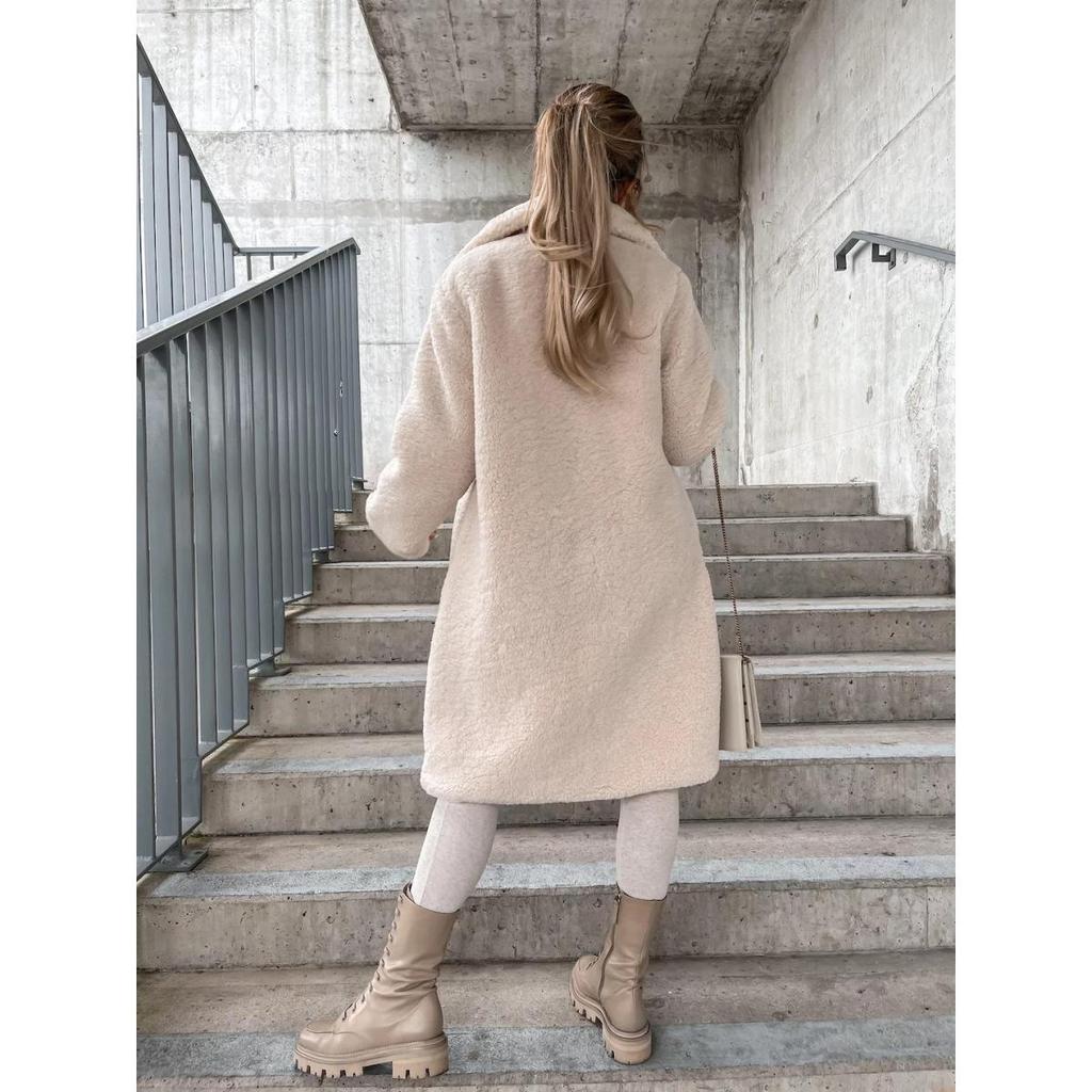 Einfarbige, langärmlige Reversjacke in Übergröße für Damen