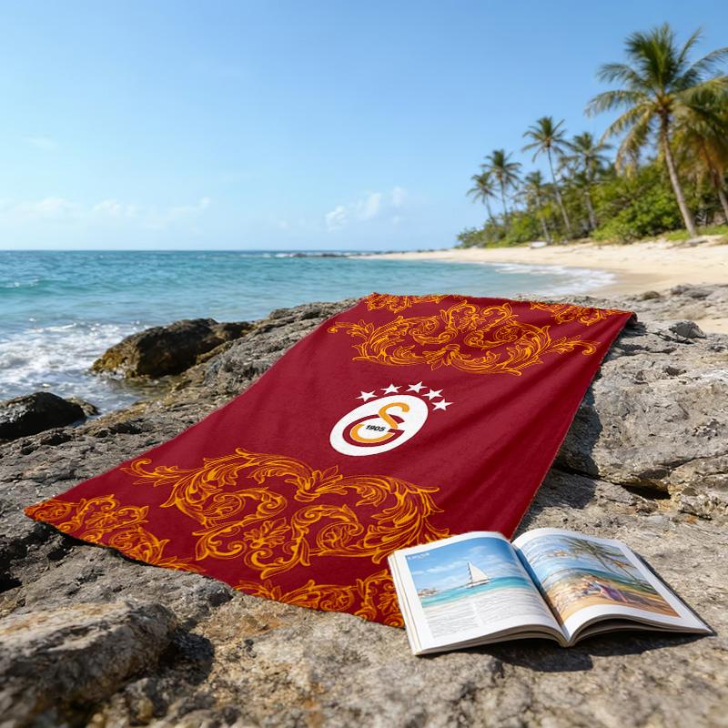 1 Stück Fußballmannschaft (2) Strandtuch, Strand- und Meeresufer-Schwimmbadausstattung, Modisches Muster, Rechteckig, Reiseutensilien