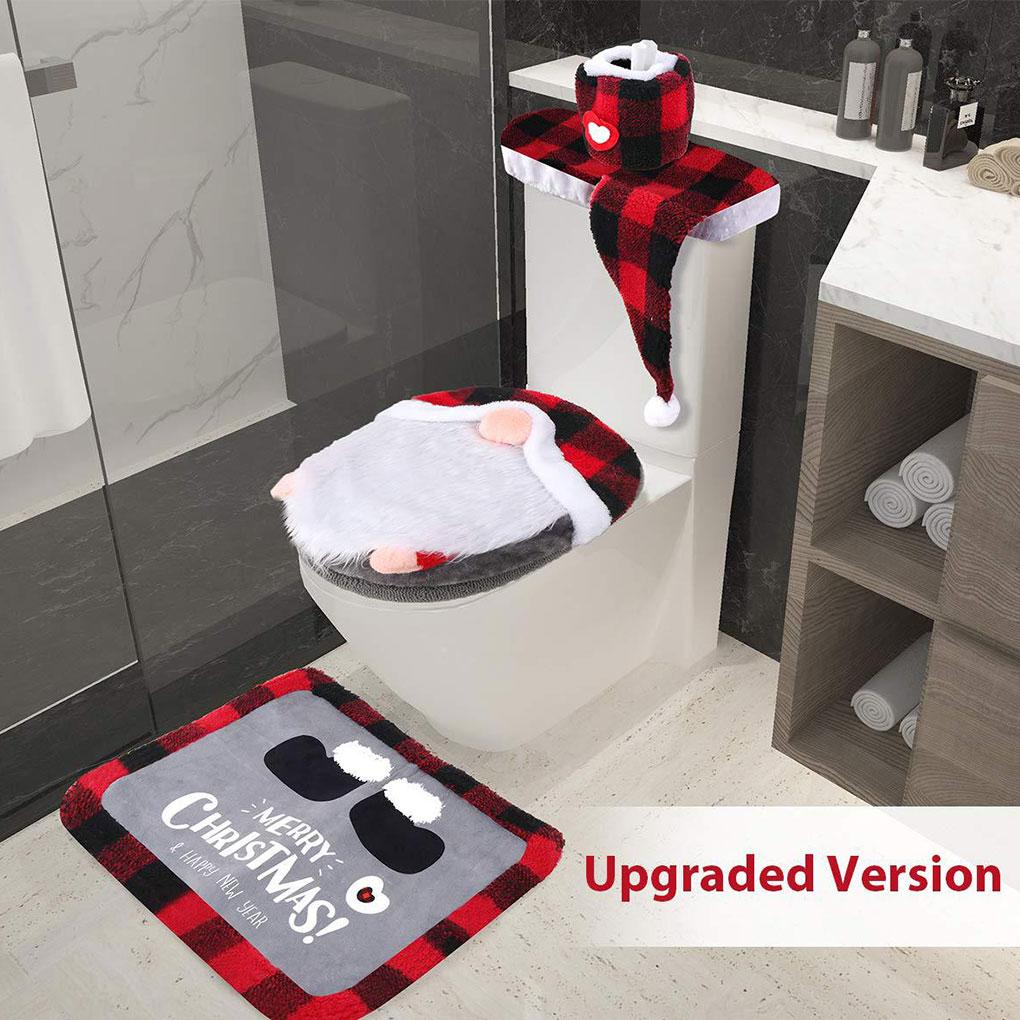 Cloth Festive Atmosphere Christmas Toilet Decoration Four Piece Set Which Is Soft And Comfortable. Type+2