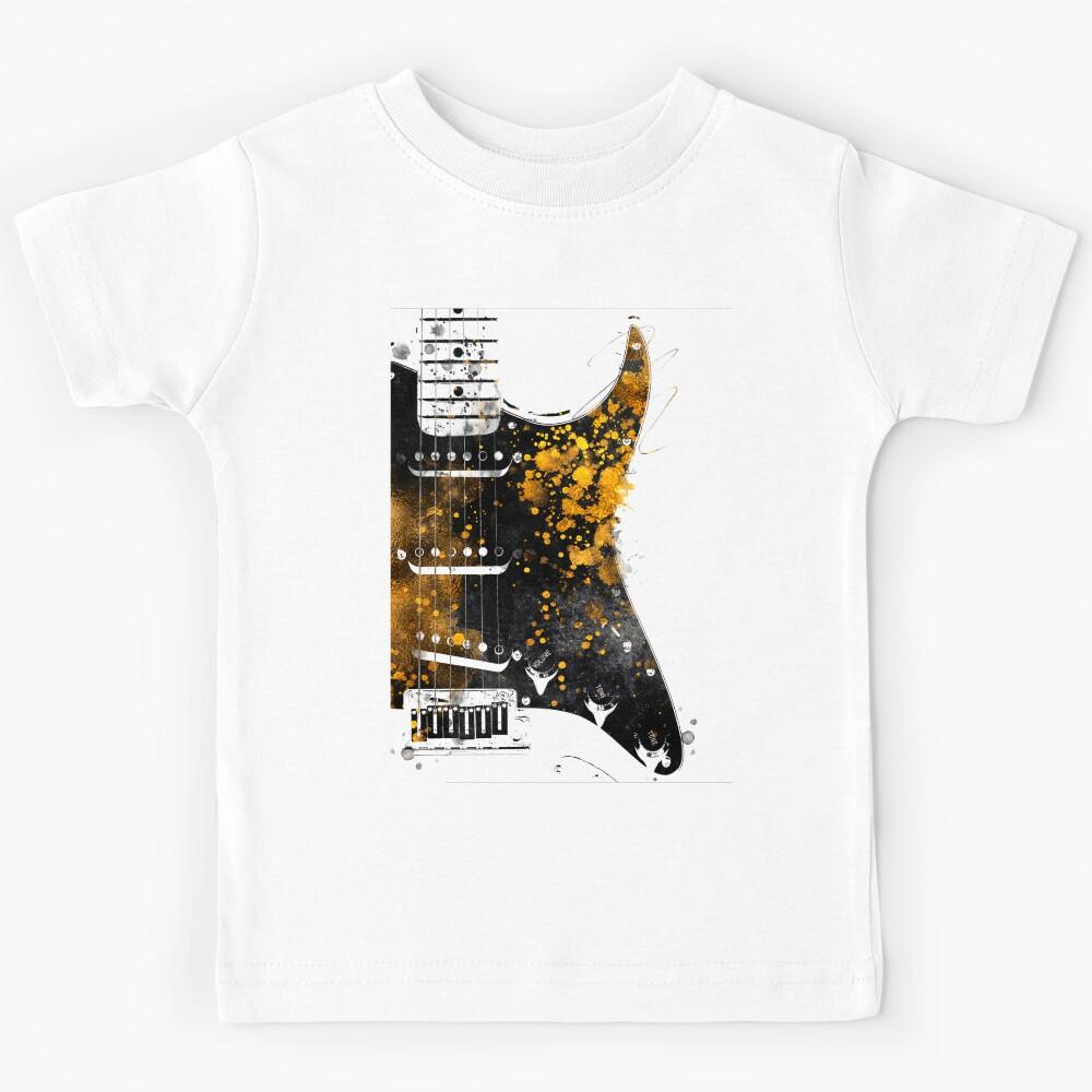 Guitar music art gold and black #guitar #music Kids T-Shirt 130