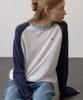 OURHOPE Two-Tone Linen Raglan Knit - Navy