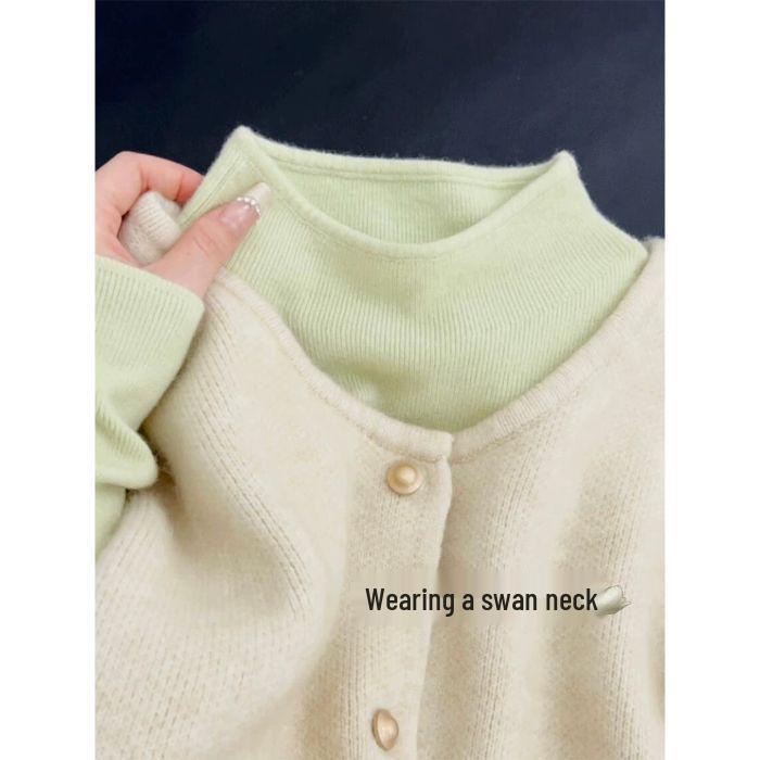 Korean Style Candy Color Soft Knit Women's Sweater - Gentle, Skin-Friendly, Half-High Collar.