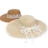 Breathable Wide Brim Straw Hat Elegant Lace Tied Sun Hat Stylish Beach Hat  Girls