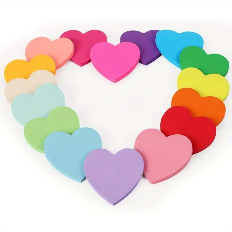 

8pcs Heart-Shaped Sticky Notes - Colorful Memo Pads with Self-Adhesive Backing - Cute Reminder Notepads for Office/Home