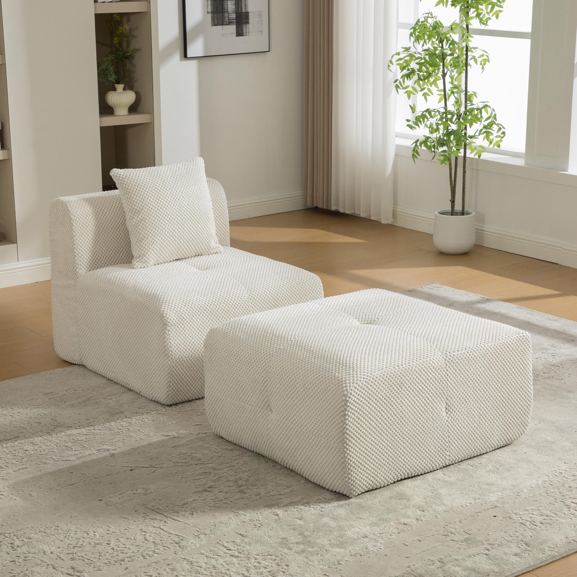 Modular compression sofa made of chenille